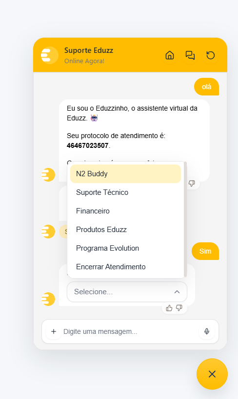 Webchat com a opção N2 Buddy